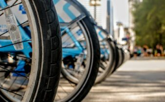 gray bicycle wheel with tire