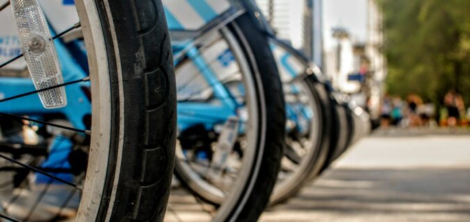 gray bicycle wheel with tire